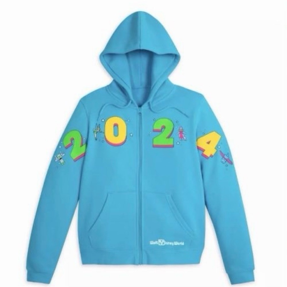 Walt Disney World 2024 Teal Pullover Hoodie Mickey Figment Dumbo Buzz Size M